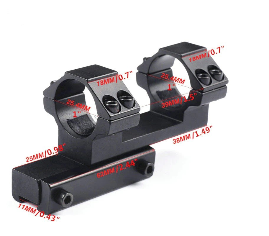 One-piece scope mount with 11mm rail and 25.4mm rings