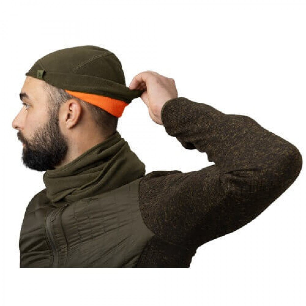 Cepure SEELAND Reversible fleece (priežu zaļš/izteikti oranžs) viens izmērs