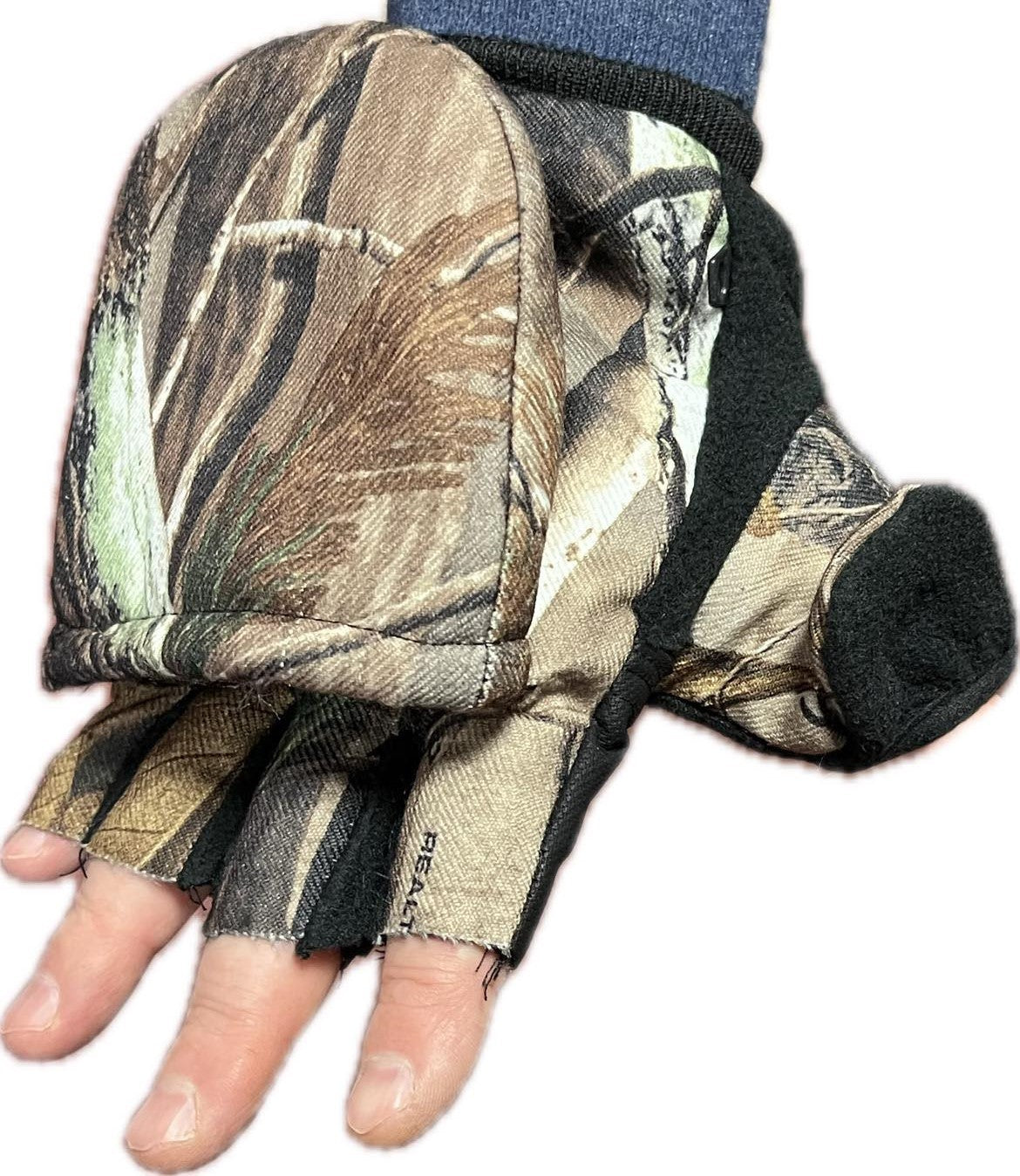 Warm mittens with a hood