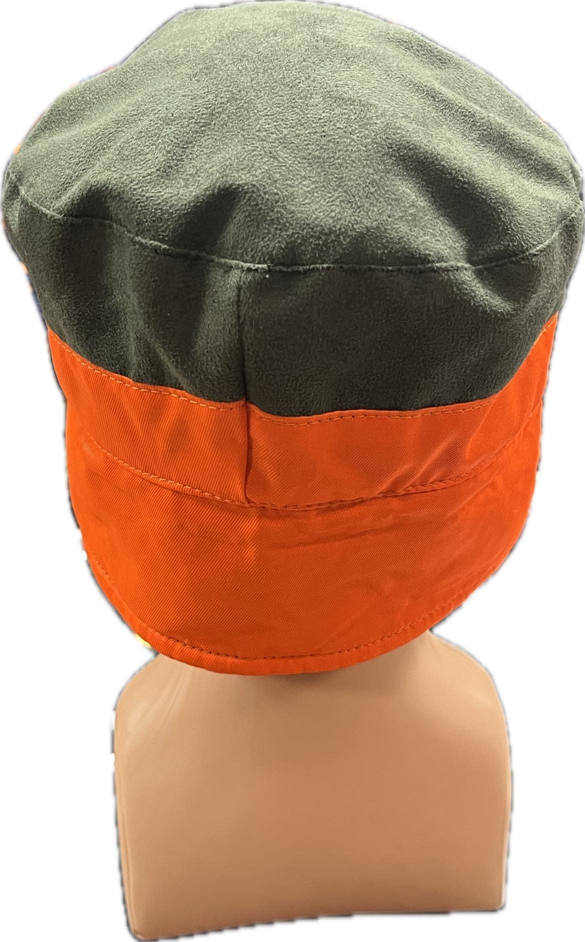 Warm waterproof cap with a visor and an orange band