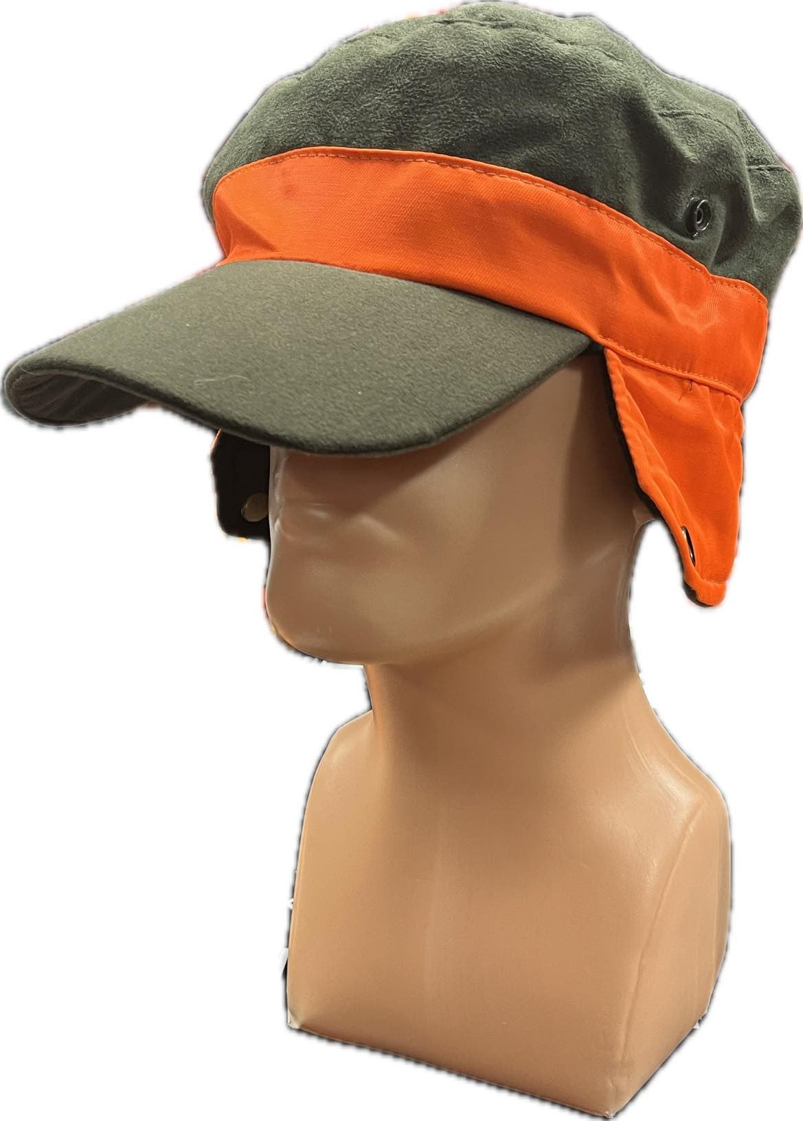 Warm waterproof cap with a visor and an orange band