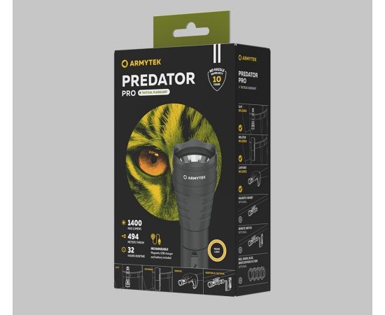 Prožektorius Armytek Predator Pro Magnet USB Warm (šiltai balta)