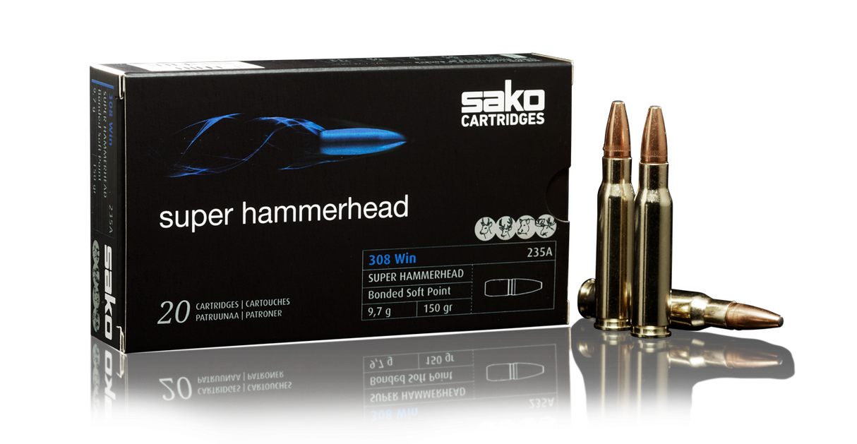 Ammunition SAKO super hammerhead bonded soft point 308 Win 9.7g 150gr.