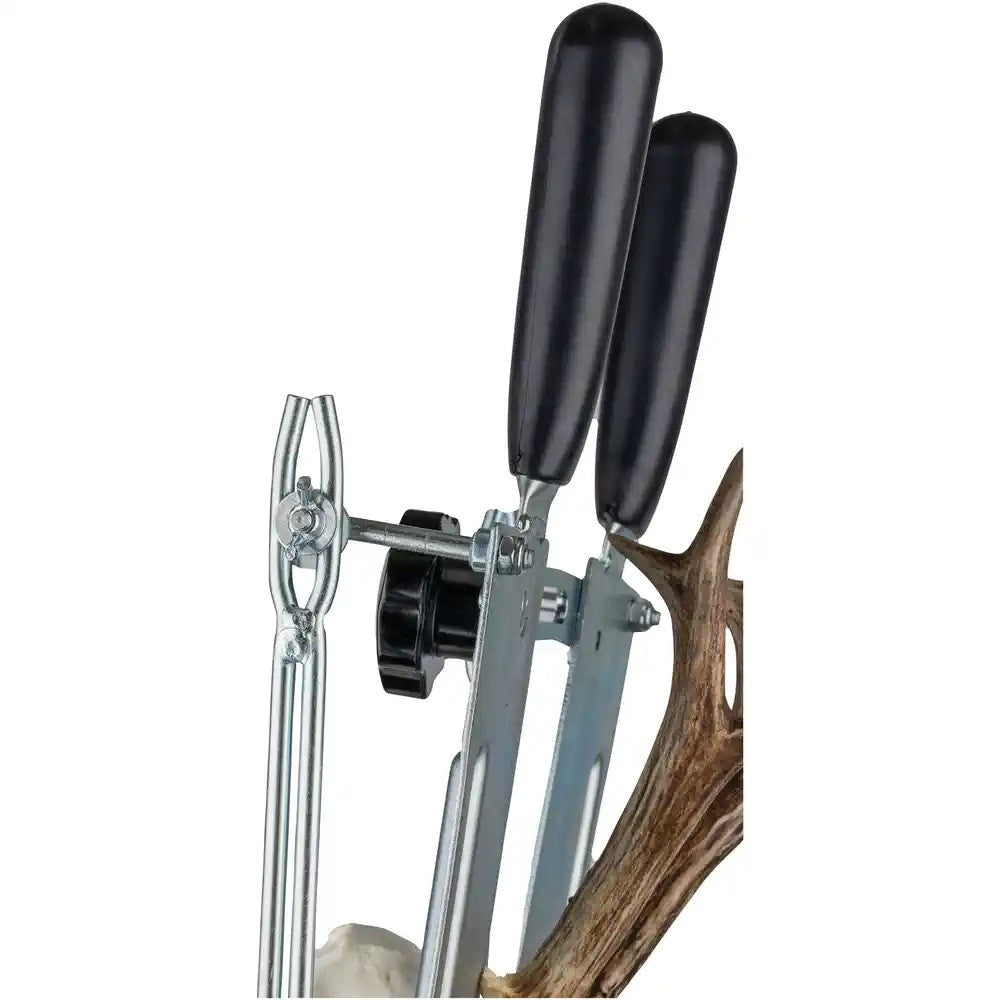 Horn trimming device with a saw