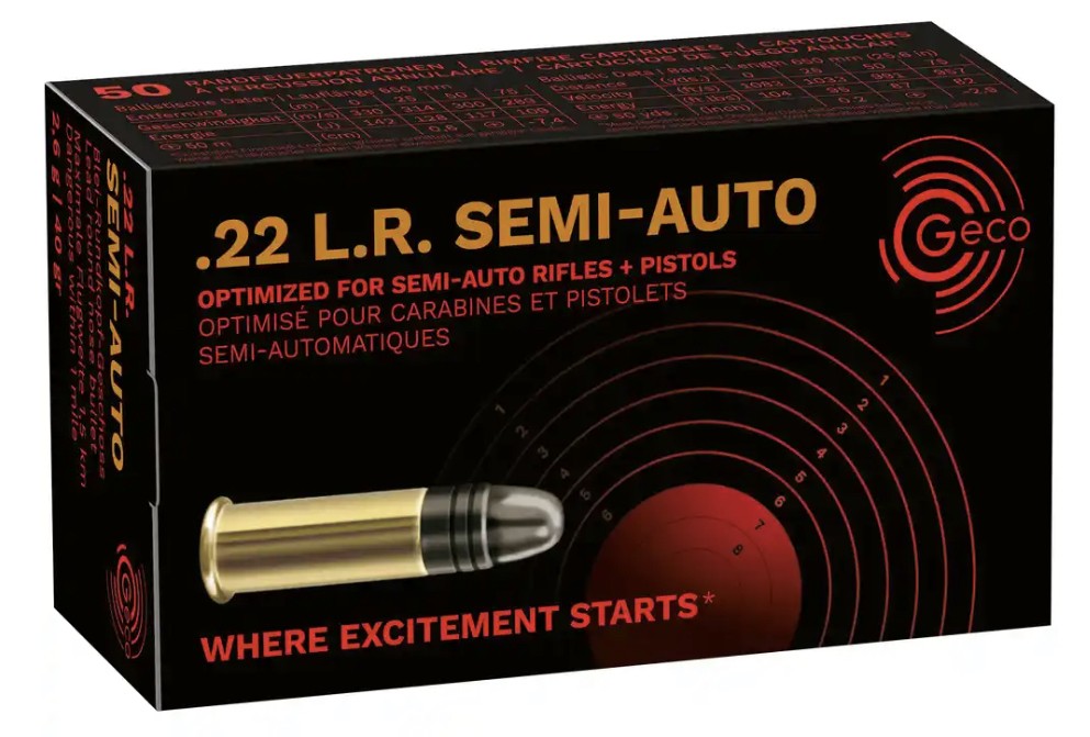 CARTRIDGES GECO .22LR SEMI - AUTO 2.6G 50PCS.