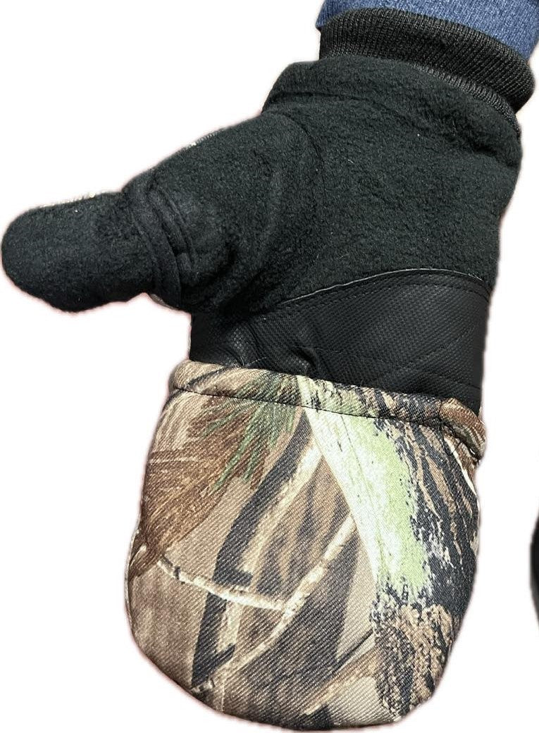 Warm mittens with a hood