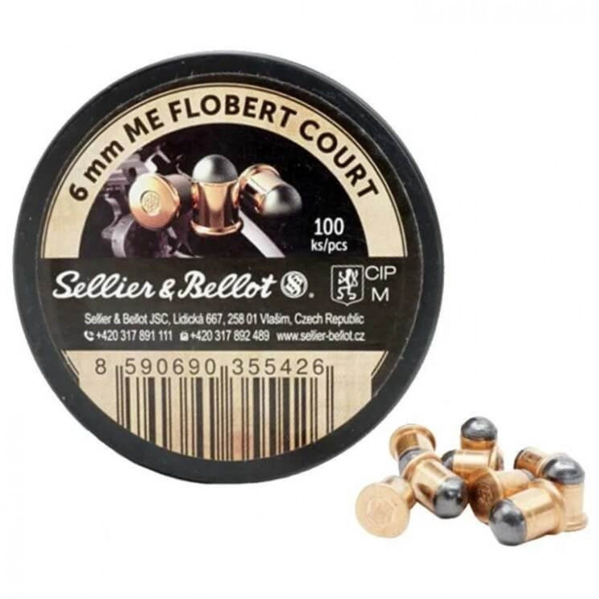 Patronas Sellier&Bellot 6mm Flobert, apaļš gals