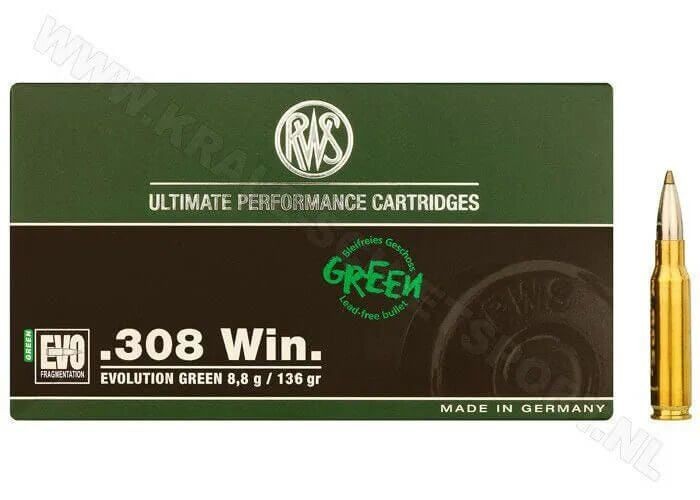Ammunition RWS EVOLUTION Green .308 Win. 8.8g