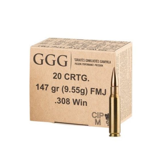ŠOVINIAI GGG 308WIN 147GRAIN/9.6GRAM FMJ
