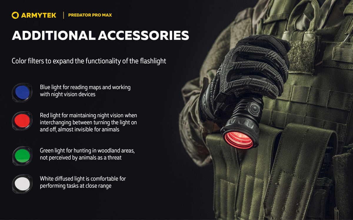 Armytek Predator Pro Max Magnet USB PCB White prožektorius