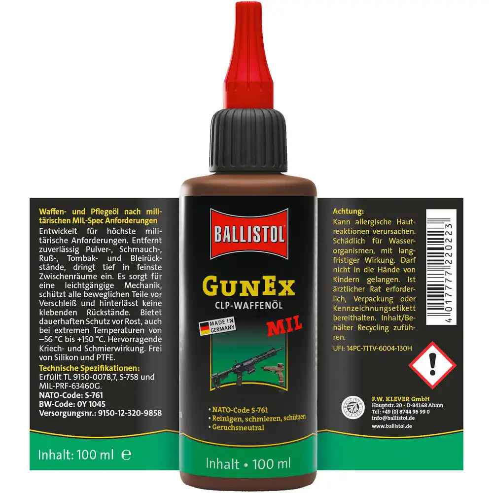 Tepalas BALLISTOL GunEx MIL-CLP  0,1 l